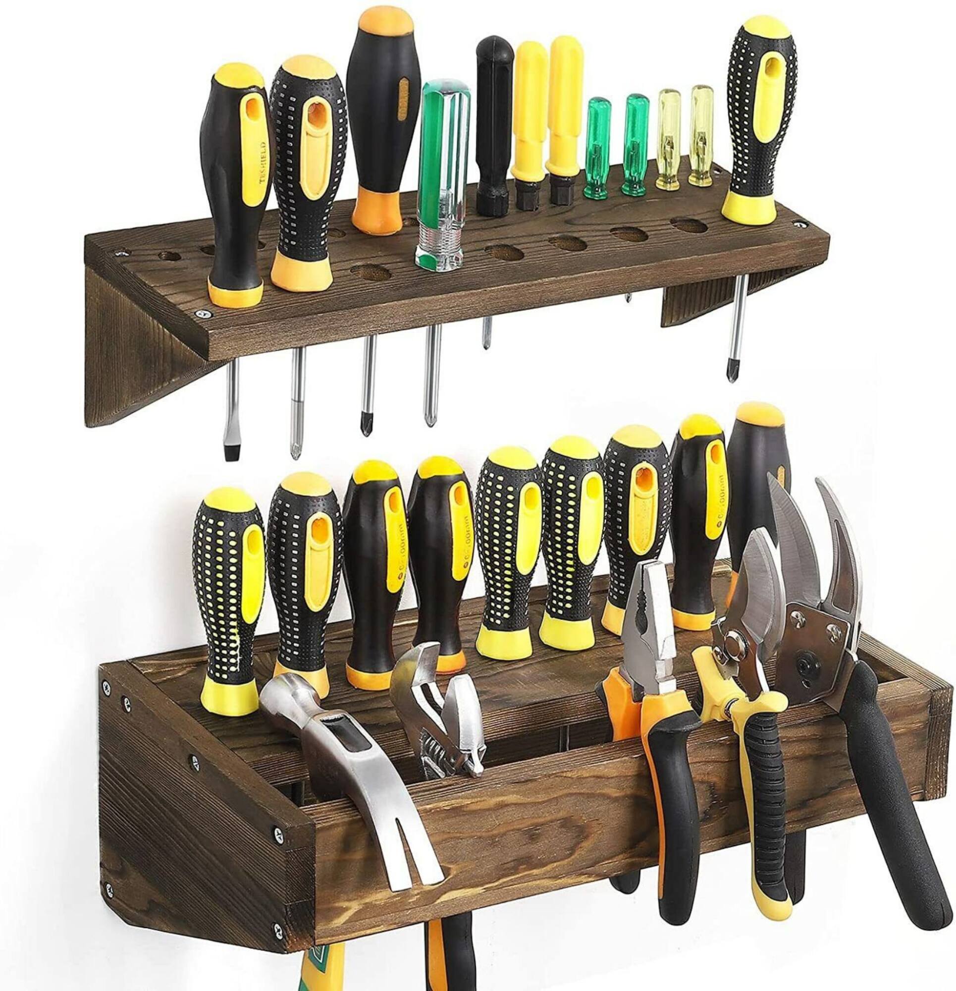 NEX™ Rustic Brown Solid Wood Tool Storage Box Organizer Set